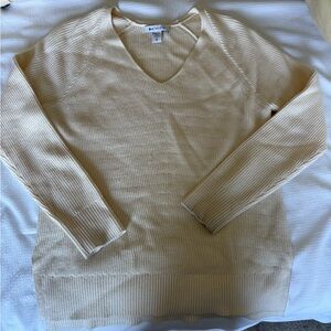 Cream Athleta V-Neck Sweater